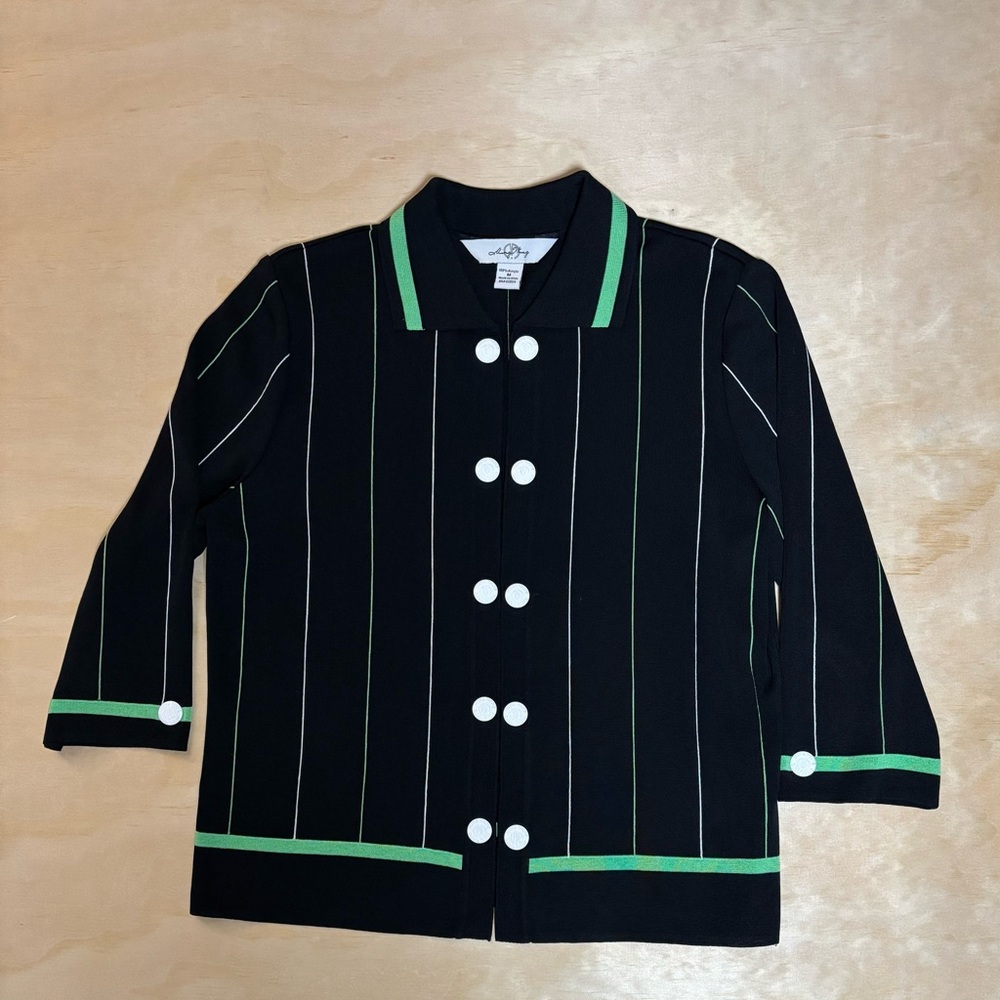 Ming Wang Jacket Black, White and Lime Size Medium